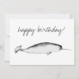 Narhwal Unicorn Illustration Whale Lover Birthday Kaart