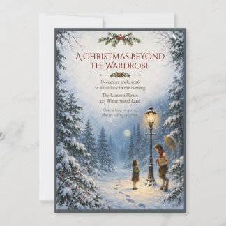 Narnia Geïnspireerde Betoverde Kerst Uitnodiging