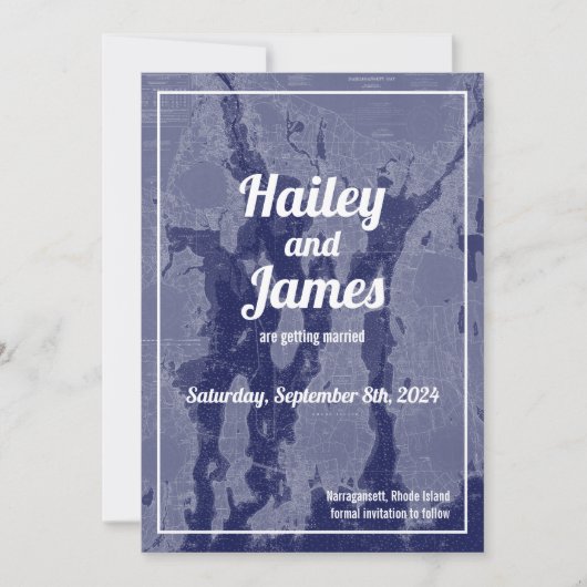 Narragansett Bay Map opslaan Datum huwelijk Kaart (Voorkant)