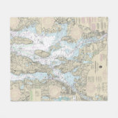 Narragansett Bay nautische kaart 13221 Fleece Deken (Voorkant (Horizontaal))