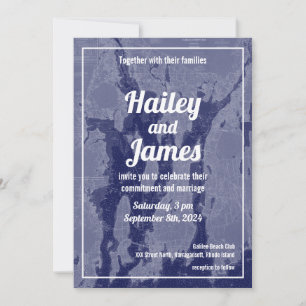 Narragansett Bay Newport kaart bruiloft uitnodige