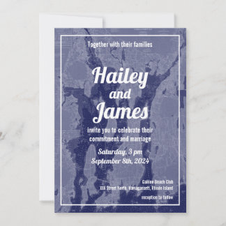 Narragansett Bay Newport kaart bruiloft uitnodige