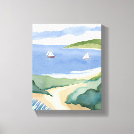 Narragansett Bay | Zeilboot Kust RI Waterverf Canvas Afdruk