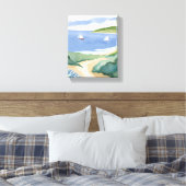 Narragansett Bay | Zeilboot Kust RI Waterverf Canvas Afdruk (Insitu (Slaapkamer))