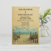 Narragansett Beach Vintage Wedding Invitation Kaart (Staand voorkant)