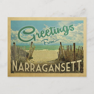 Narragansett Briefkaart Beach Vintage Travel