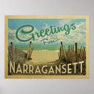 Narragansett Poster Beach Vintage Travel