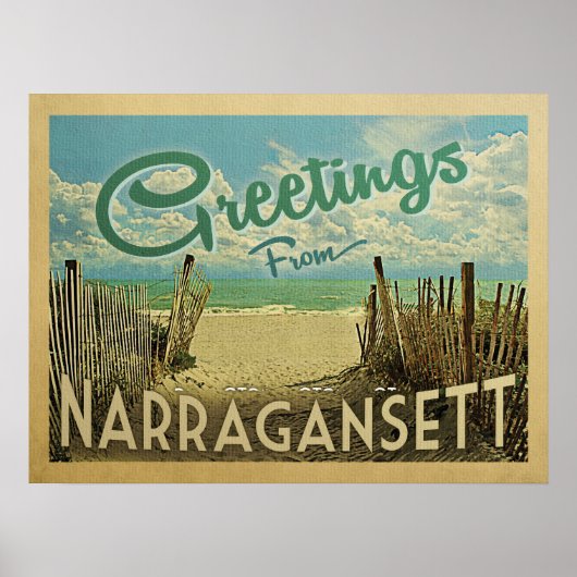 Narragansett Poster Beach Vintage Travel (Voorkant)