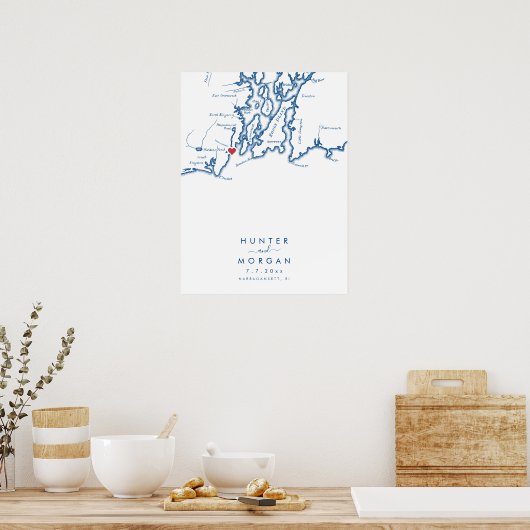 Narragansett RI Bruiloft Modern Gastenboek Poster (Keuken)