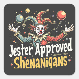 Narren goedgekeurde Schelmenstreken Circus Clown Vierkante Sticker