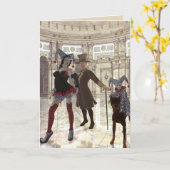 narren in kostuumwenskaart kaart (Gele Bloem)