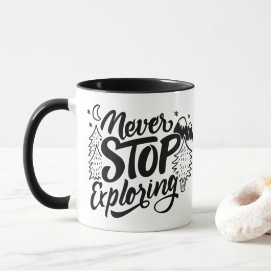 N'arrêtez jamais d'explorer - Mug à lettres manusc (Avec donut)