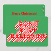 N'arrêtez pas de croire Carte de vœux de Noël Cand (Devant / Derrière)