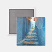 Narrow Blue Stairway in Marokko Magneet (Voorkant / Achterkant)