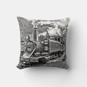 Narrow Gage Steam Train Puffing Engine Kussen