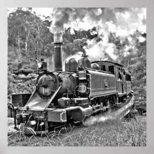 Narrow Gage Steam Train Puffing Engine Poster