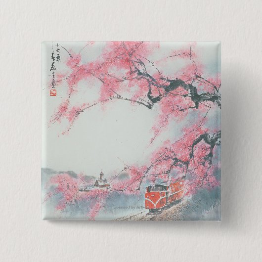 Narrow-railed Train van Mt. Ali Vierkante Button 5,1 Cm (Voorkant)