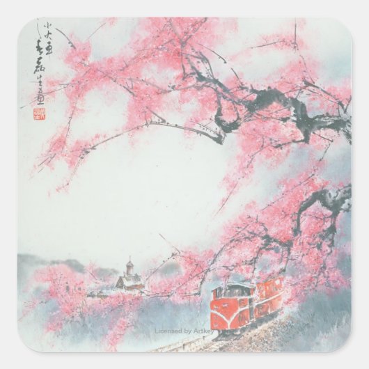 Narrow-railed Train van Mt. Ali Vierkante Sticker (Voorkant)