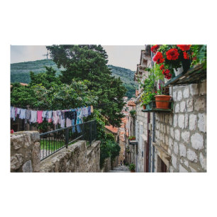 Narrow street in Dubrovnik Foto Afdruk