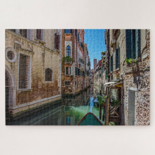 Narrow street with canal in Venice Jigsaw Puzzle