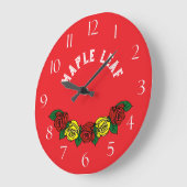 Narrowboat Folk Art Red Roses Grote Klok (Hoek)