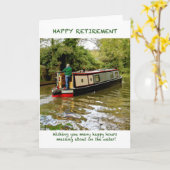 Narrowboat Happy Retirement Kaart (Gele Bloem)