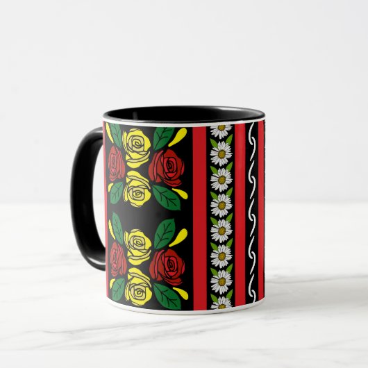 Narrowboat Red Yellow Roses Floral Patterned Mok (Voorkant links)
