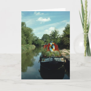 Narrowboat sur la carte de voeux de canal d'Oxford