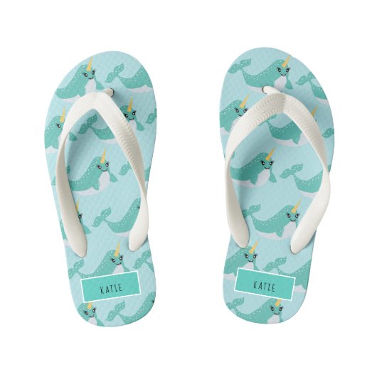 Narwal Cute Arctische Walvis Kinder Teenslippers (Voetbed)