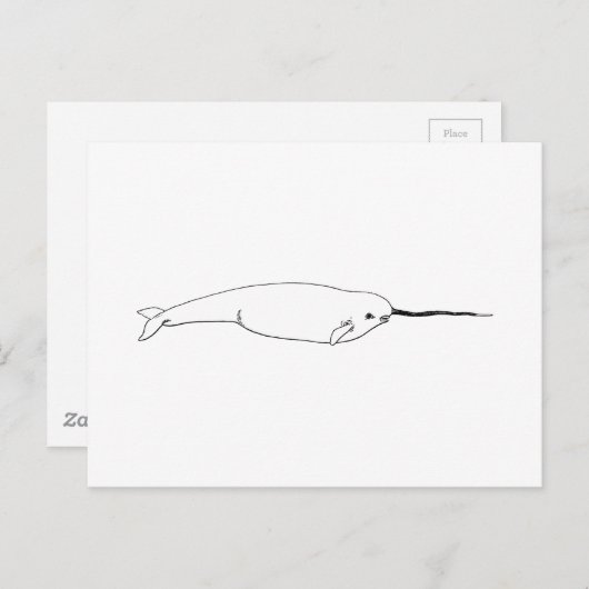 Narwal (de illustratie van de lijnkunst) briefkaart (Voorkant / Achterkant)