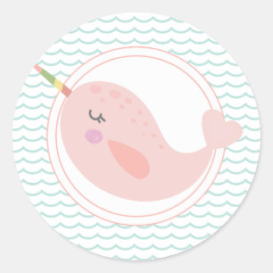 Narwal en zeemeermin verjaardag pastel sticker