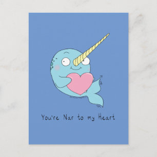 Narwal met Hart Liefde Ansichtkaart Briefkaart