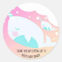 Narwal Ombre Baby Shower Bedankt