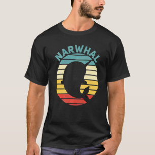 Narwal Retro Zonsondergang Eenhoorn van de Zee Nar T-shirt