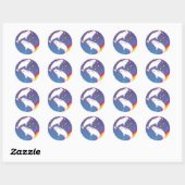 Narwals en regenbogen ronde sticker (Vel)