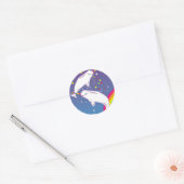 Narwals en regenbogen ronde sticker (Envelop)