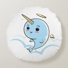 Narwhal Angel Cutie Rond Kussen