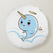 Narwhal Angel Cutie Rond Kussen (Achterkant)