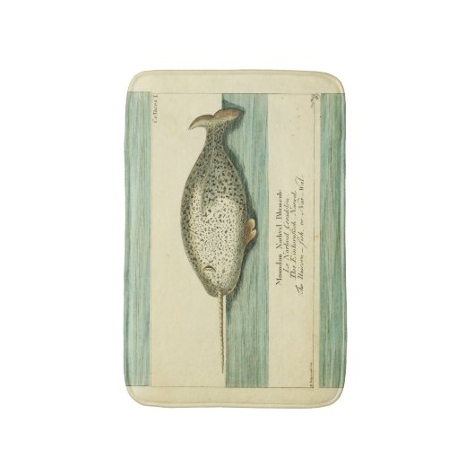 Narwhal Antiek walvis Waterverf Scientific Art Badmat (Voorkant Verticaal)