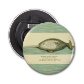 Narwhal Antiek walvis Waterverf Scientific Art Button Flesopener (Voorkant)