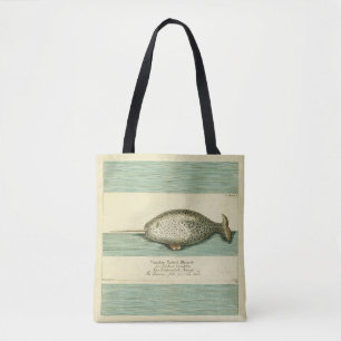 Narwhal Antiek walvis Waterverf Scientific Art Draagtas