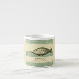Narwhal Antiek walvis Waterverf Scientific Art Espresso Kop