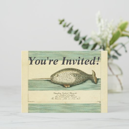 Narwhal Antiek walvis Waterverf Scientific Art Kaart (Staand voorkant)