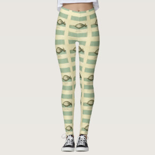 Narwhal Antiek walvis Waterverf Scientific Art Leggings