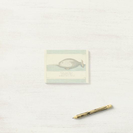 Narwhal Antiek walvis Waterverf Scientific Art Post-it® Notes (Op bureau)