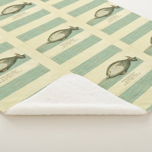 Narwhal Antiek walvis Waterverf Scientific Art Sherpa Deken (3/4)