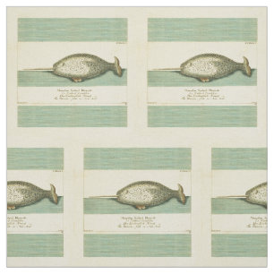 Narwhal Antiek walvis Waterverf Scientific Art Stof