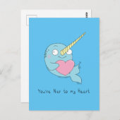 Narwhal avec carte postale d'amour du coeur (Devant / Derrière)