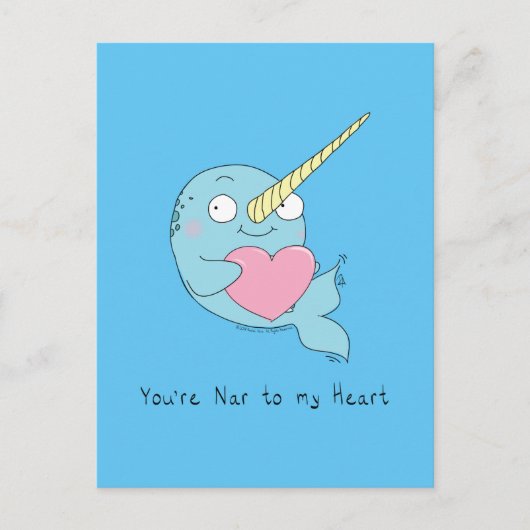Narwhal avec carte postale d'amour du coeur (Devant)