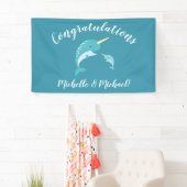 Narwhal Baby shower Geel Geslacht Neutrale Whale Spandoek (Insitu)